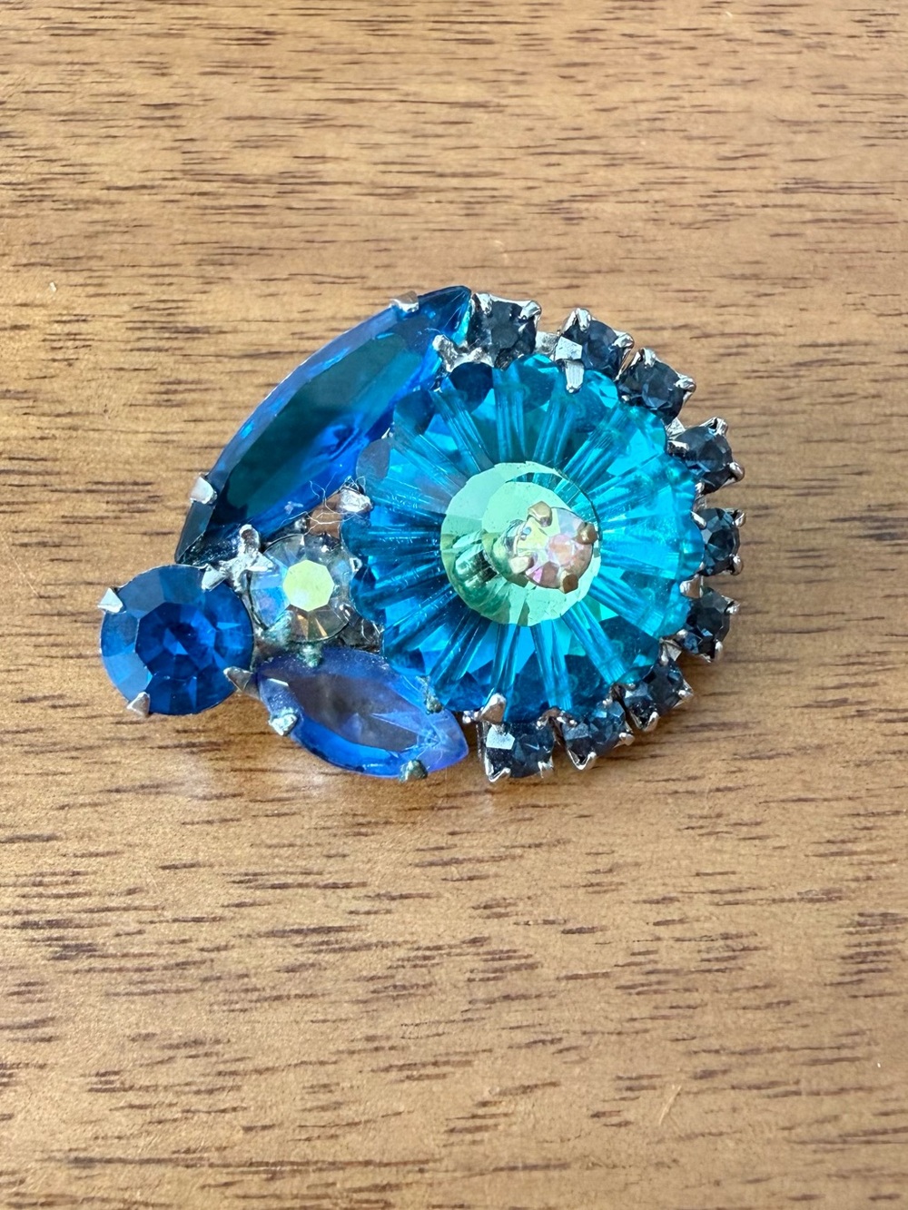 Vintage Juliana D&E Margarita Blue Crystal Rivoli Rhinestone Brooch Silvertone - Picture 15 of 15